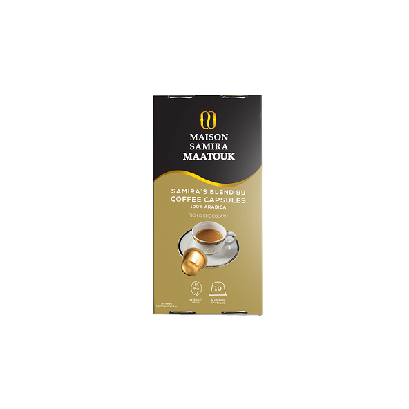 Maison Samira Maatouk Blend 99 Coffee Capsules, 100% Arabica, Rich & Chocolaty - 10 Capsules, 55gm