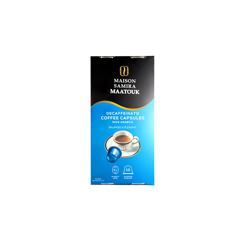 Maison Samira Maatouk Decaffeinato Coffee Capsules, 100% Arabica, Balanced & Pleasant - 10 Capsules, 55gm