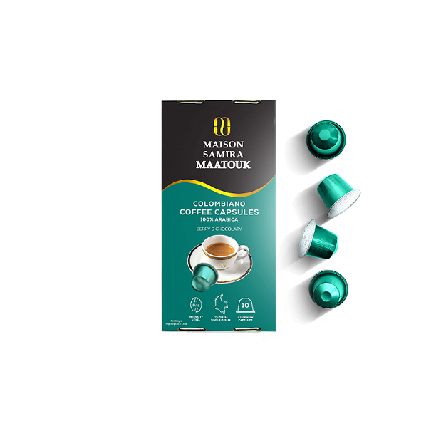 Maison Samira Maatouk Colombiano Coffee Capsules, 100% Arabica, Berry & Chocolaty - 10 Capsules, 55gm