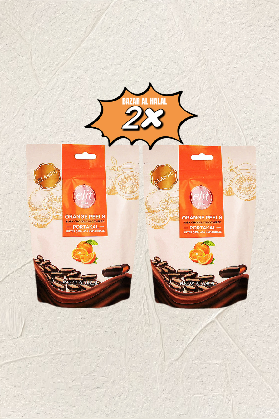 2 Pack Elit Dark Chocolate Covered Orange Peels Bag