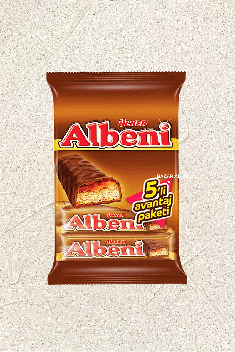 2 Ulker Albeni 5 Pack Milk Chocolate Biscuit Bar - With Caramel