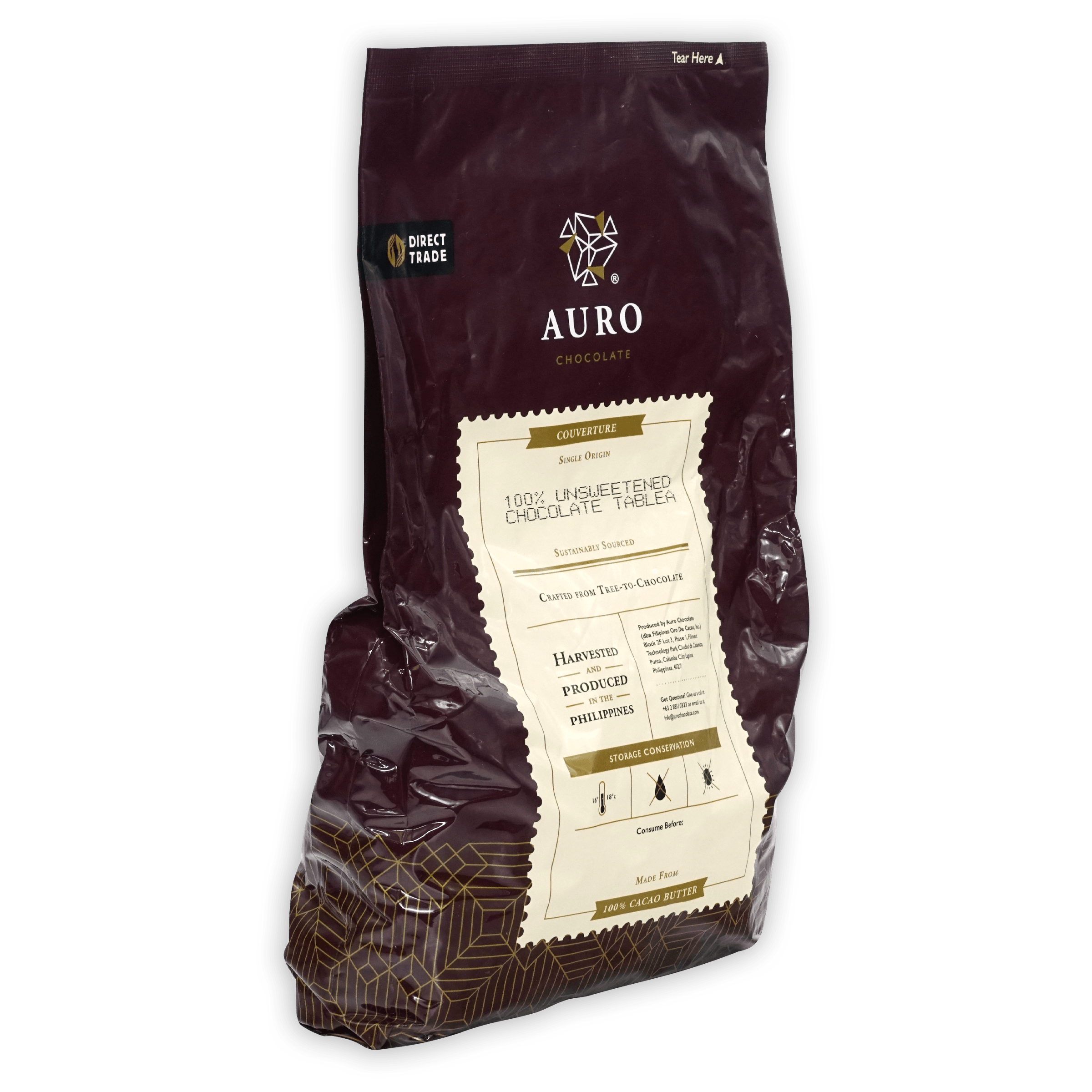 Auro Bulk Baking Dark Chocolate Unsweetened Coins 100% 1kg