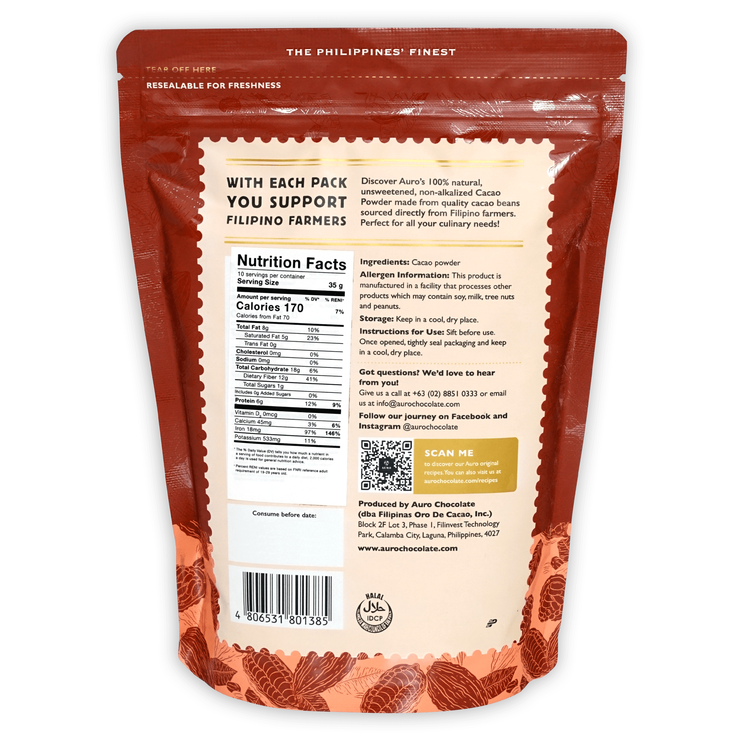 Auro Unsweetened Natural Cacao Powder 100%