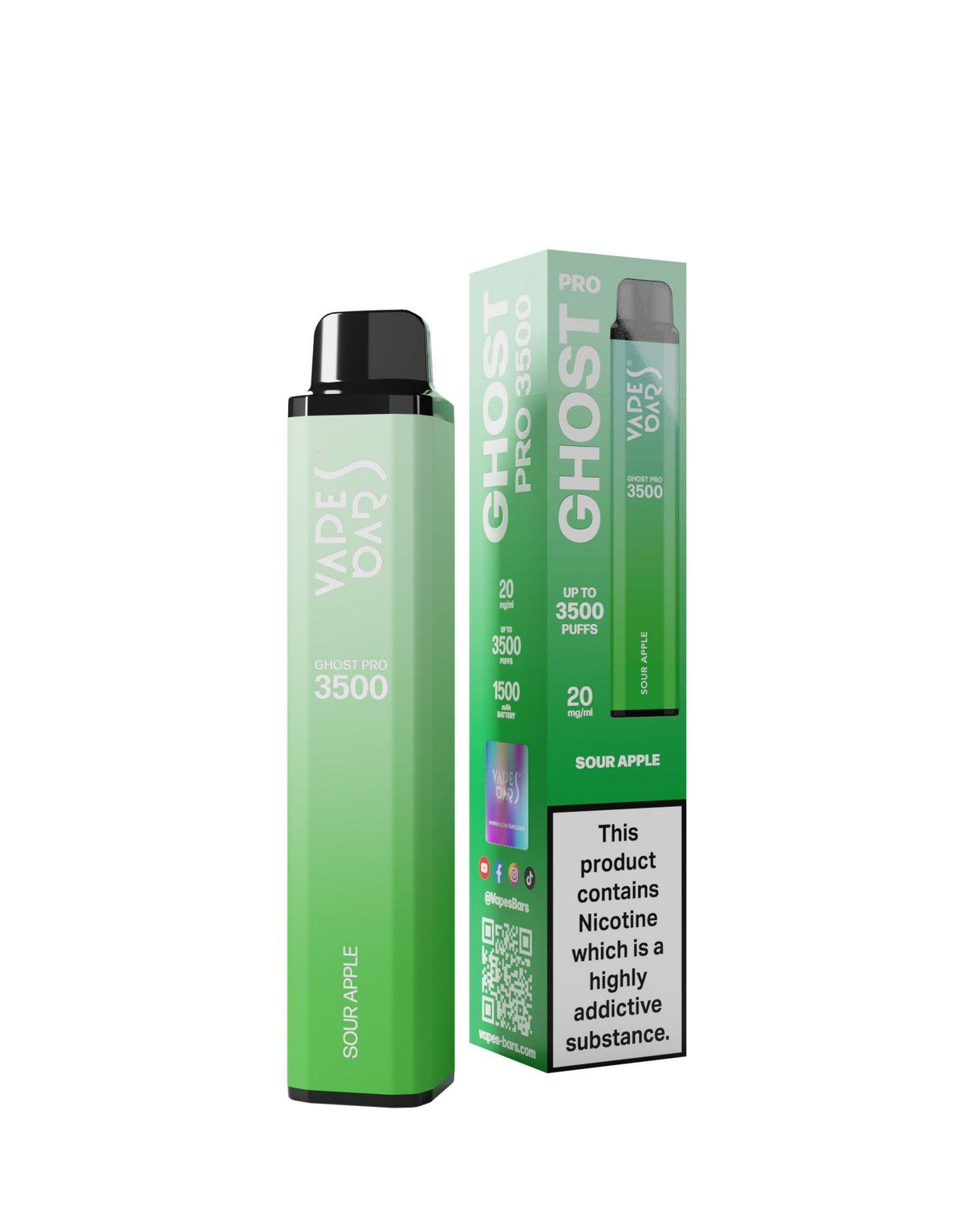 Ghost Pro 3500 Sour Apple 20MG - Vape Unit