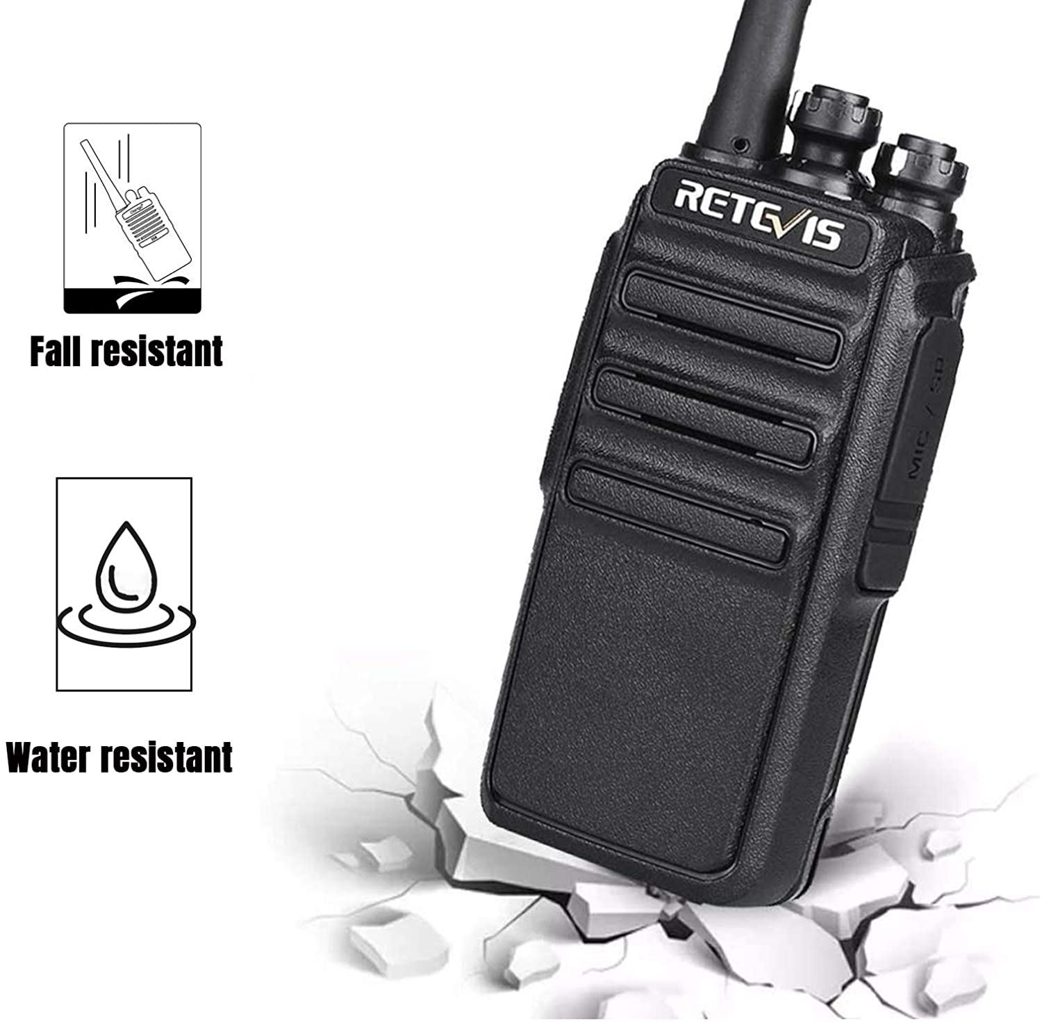 Retevis RT24 Walkie Talkie PMR446 License-free Professional Two Way Radio with USB Charger and Earpieces (Black, 2 pcs )