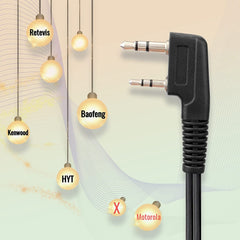 Retevis Walkie Talkie Throat Mic 2 Pin Headset Retractable Throat Mic Earpiece Compatible with 2 Way Radio (1 Pcs)v